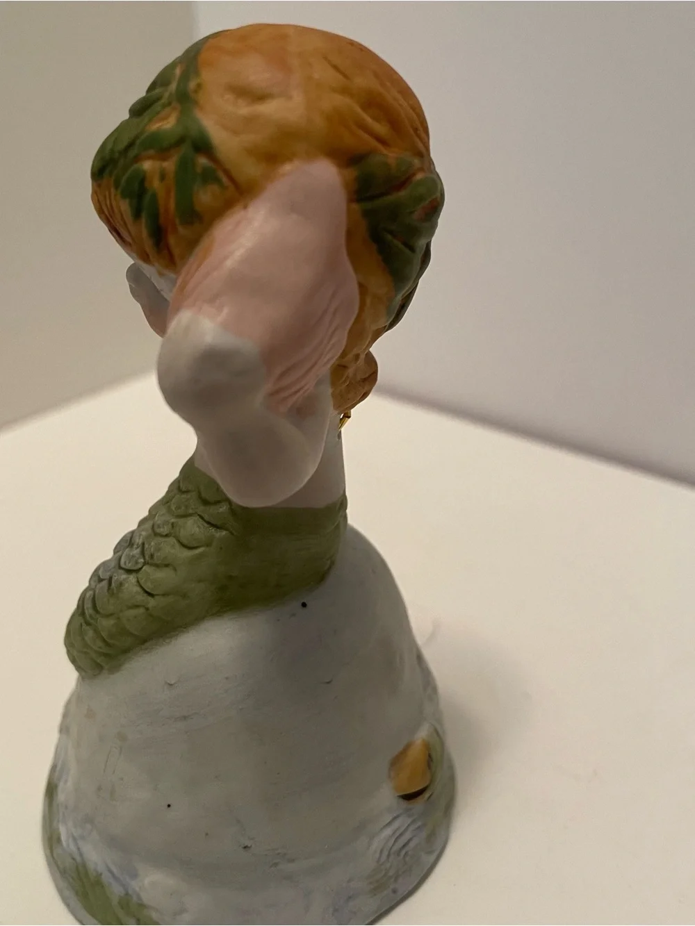 Vintage 1979 Jasco Adorabelles Mermaid on Rock Bisque Bell, Blonde, Green Kitchy